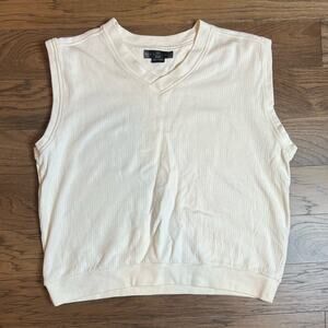 Nike Men's Pullover Golf Vest Cream Oatmeal Stripped Size XXL 100%‎ Cotton